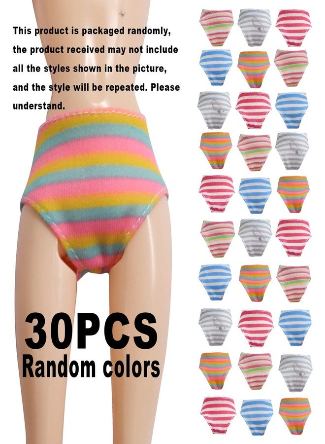MLcnleS Colorful Doll Underwear Clothes Fits 11.5 Inch Dolls - Striped Flower Solid Color Random Pattern Elastic Doll Accessories 30 Piece - Image 3